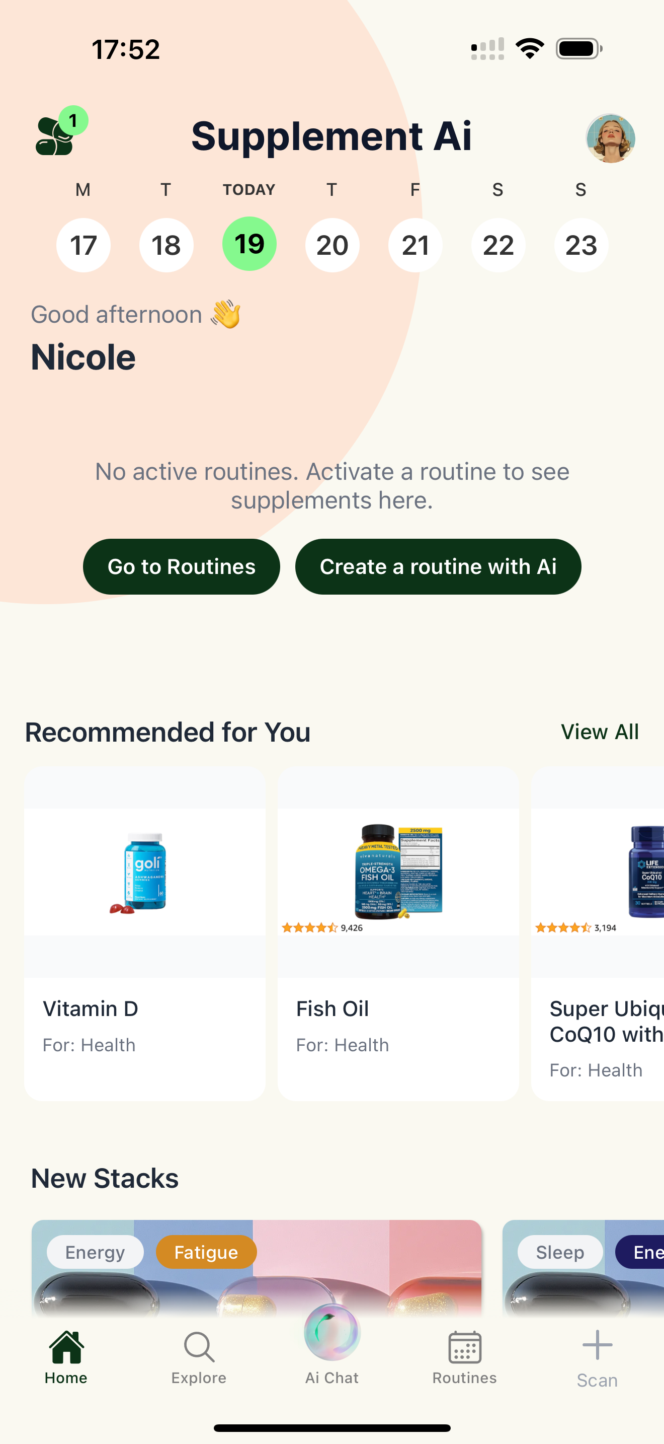 Supplements AI App Interface
